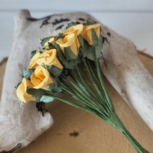 Różyczki - pączki 1cm - 12 sztuk, jasno pomarańczowe